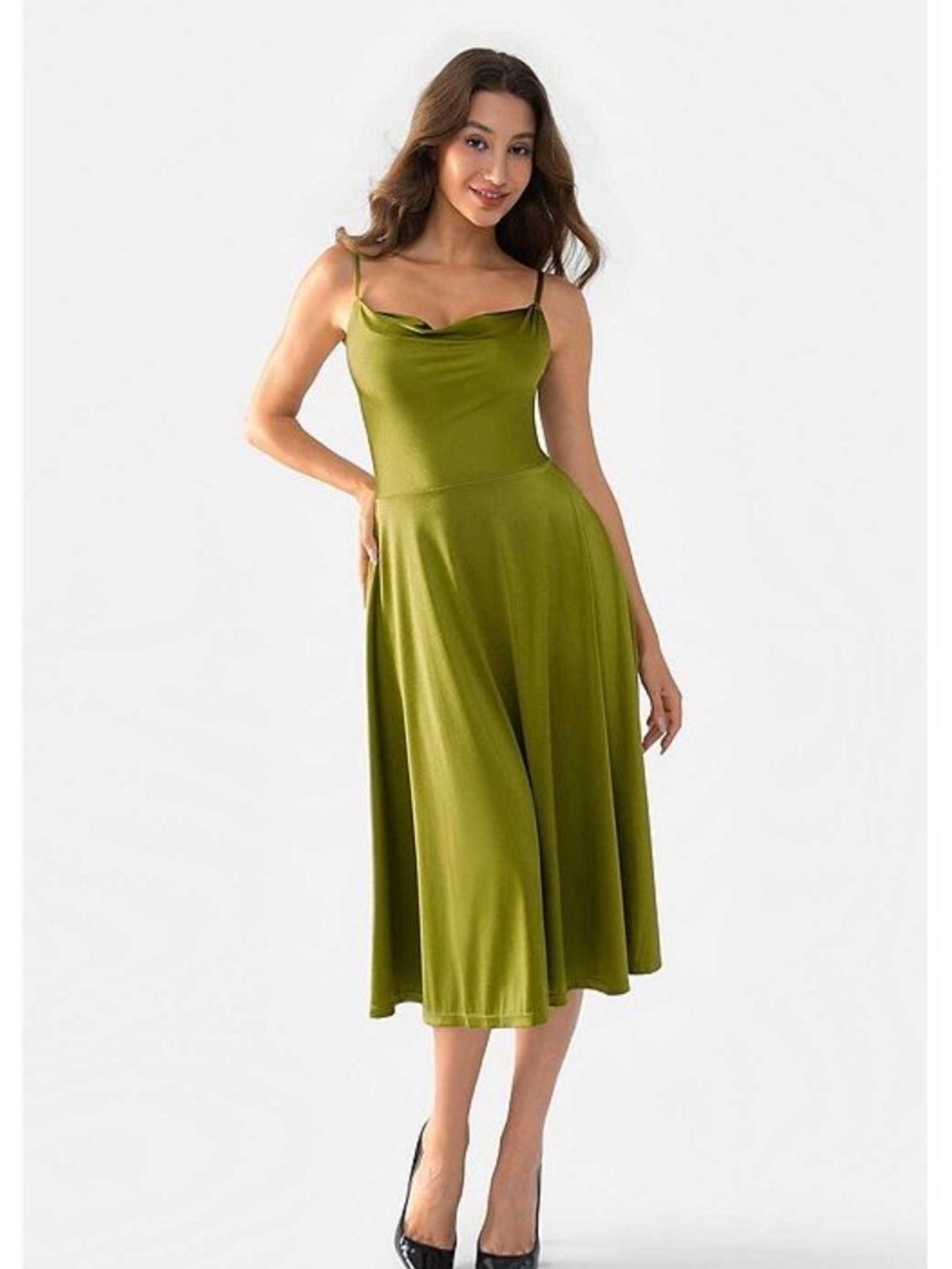 Popilush Shapewear Cowl Neck Midi Cocktail Dress Size Small NWT